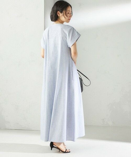 SHIPS / シップス ロング・マキシ丈ワンピース | 〈接触冷感・手洗い可能〉麻混 シャンブレー フレア ワンピース | 詳細13