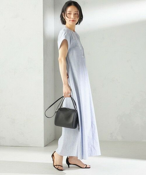 SHIPS / シップス ロング・マキシ丈ワンピース | 〈接触冷感・手洗い可能〉麻混 シャンブレー フレア ワンピース | 詳細14