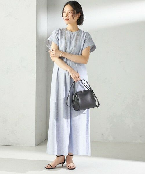 SHIPS / シップス ロング・マキシ丈ワンピース | 〈接触冷感・手洗い可能〉麻混 シャンブレー フレア ワンピース | 詳細10