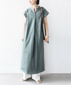 SHIPS / シップス ロング・マキシ丈ワンピース | 【WEB限定】〈手洗い可能〉リネン レーヨン コーティング ワンピース