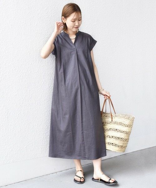 SHIPS for women / シップスウィメン ロング・マキシ丈ワンピース | 【WEB限定】〈手洗い可能〉リネン レーヨン コーティング ワンピース | 詳細1
