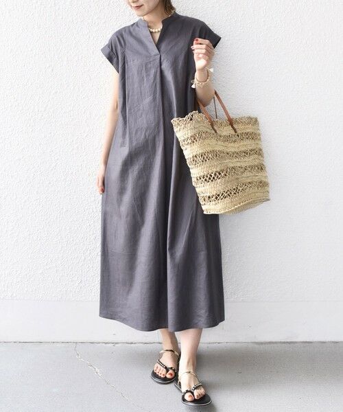 SHIPS for women / シップスウィメン ロング・マキシ丈ワンピース | 【WEB限定】〈手洗い可能〉リネン レーヨン コーティング ワンピース | 詳細2