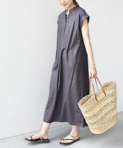 SHIPS for women / シップスウィメン ロング・マキシ丈ワンピース | 【WEB限定】〈手洗い可能〉リネン レーヨン コーティング ワンピース | 詳細3