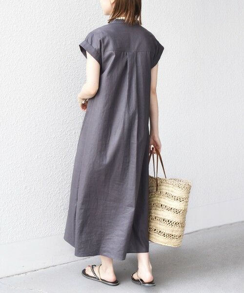 SHIPS for women / シップスウィメン ロング・マキシ丈ワンピース | 【WEB限定】〈手洗い可能〉リネン レーヨン コーティング ワンピース | 詳細4