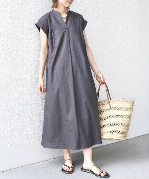 SHIPS for women / シップスウィメン ロング・マキシ丈ワンピース | 【WEB限定】〈手洗い可能〉リネン レーヨン コーティング ワンピース | 詳細5