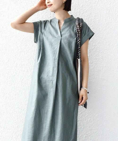 SHIPS for women / シップスウィメン ロング・マキシ丈ワンピース | 【WEB限定】〈手洗い可能〉リネン レーヨン コーティング ワンピース | 詳細25