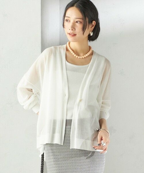 SHIPS / シップス カーディガン・ボレロ | 〈手洗い可能〉18G コットン ナイロン Vネック 1 ボタン カーディガン(オフホワイト)