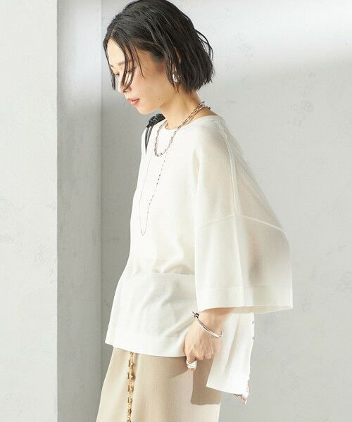 SHIPS / シップス ニット・セーター | 〈手洗い可能〉18G コットン ナイロン ワイド スリーブ プルオーバー | 詳細10