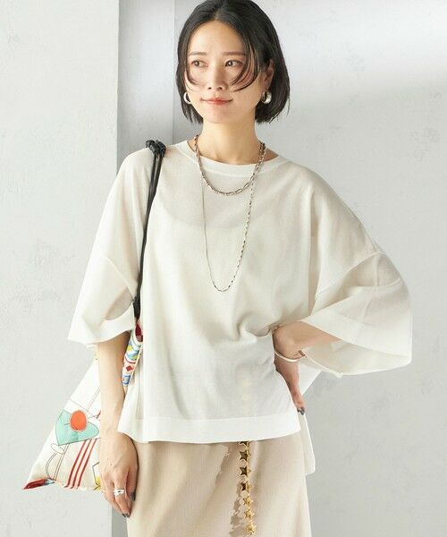 SHIPS / シップス ニット・セーター | 〈手洗い可能〉18G コットン ナイロン ワイド スリーブ プルオーバー | 詳細8