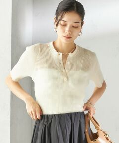 SHIPS / シップス ニット・セーター | 〈手洗い可能〉ラミー混 シアー ヘンリー ネック ニット