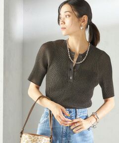 SHIPS / シップス ニット・セーター | 〈手洗い可能〉ラミー混 シアー ヘンリー ネック ニット