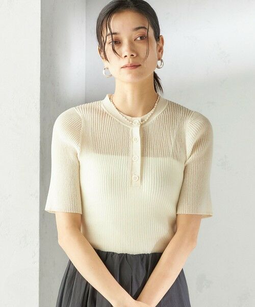 SHIPS / シップス ニット・セーター | 〈手洗い可能〉ラミー混 シアー ヘンリー ネック ニット | 詳細12
