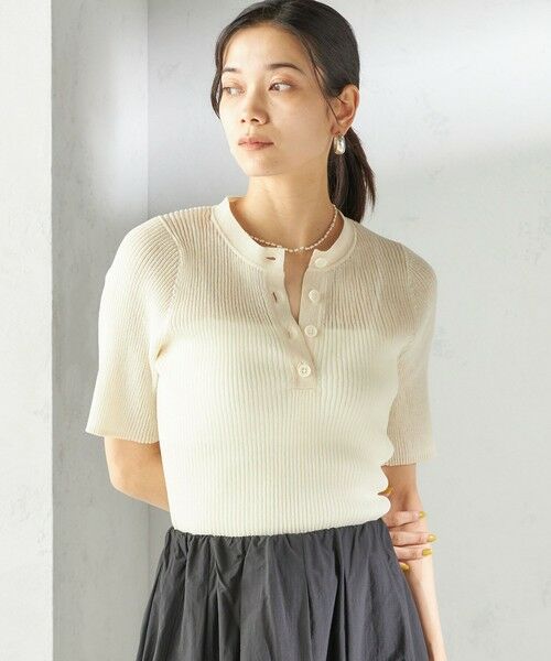 SHIPS / シップス ニット・セーター | 〈手洗い可能〉ラミー混 シアー ヘンリー ネック ニット | 詳細6