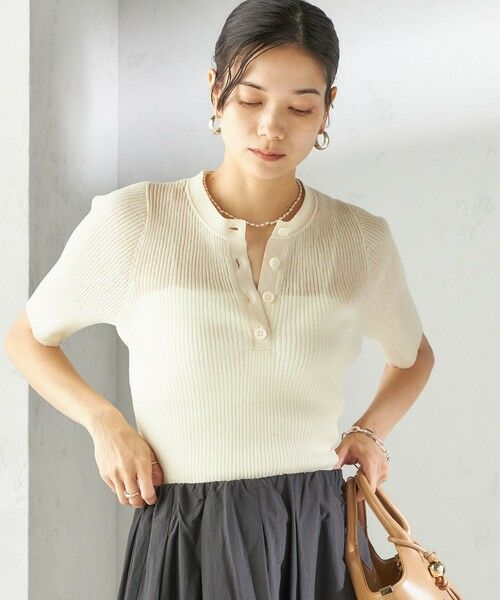 SHIPS / シップス ニット・セーター | 〈手洗い可能〉ラミー混 シアー ヘンリー ネック ニット | 詳細7