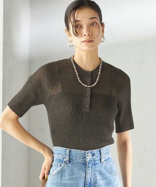 SHIPS / シップス ニット・セーター | 〈手洗い可能〉ラミー混 シアー ヘンリー ネック ニット | 詳細30