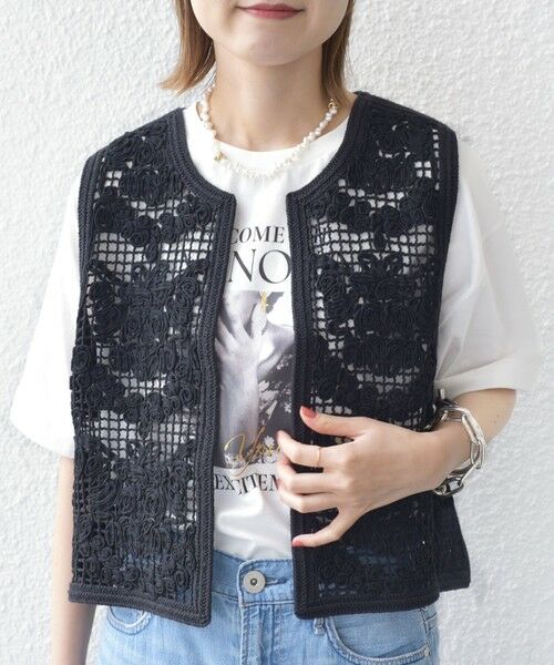 SHIPS / シップス ベスト | 〈手洗い可能〉エンブロイダリー ニット ショート ベスト | 詳細5