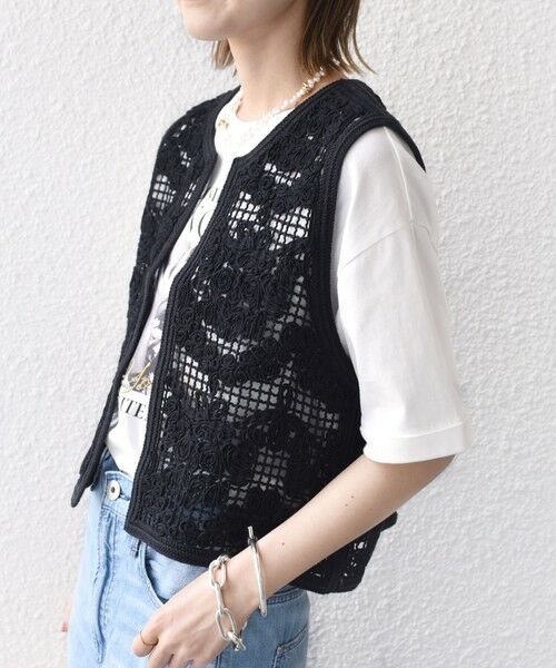 SHIPS / シップス ベスト | 〈手洗い可能〉エンブロイダリー ニット ショート ベスト | 詳細6