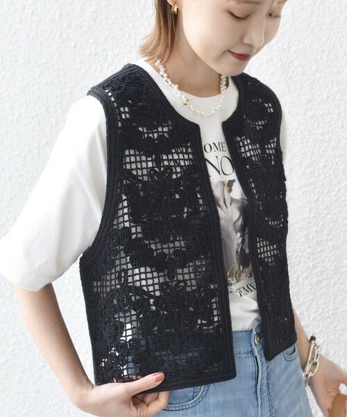 SHIPS / シップス ベスト | 〈手洗い可能〉エンブロイダリー ニット ショート ベスト | 詳細8