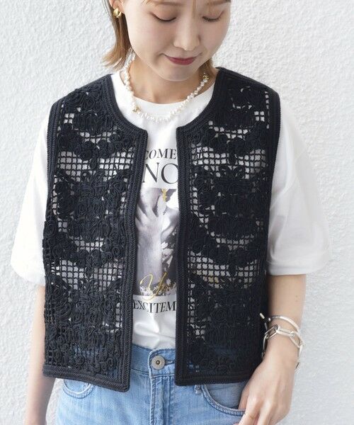 SHIPS / シップス ベスト | 〈手洗い可能〉エンブロイダリー ニット ショート ベスト | 詳細9