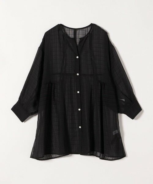 SHIPS / シップス シャツ・ブラウス | quaranciel:〈手洗い可能〉シアー チェック ノーカラー ハーフスリーブ ブラウス | 詳細10