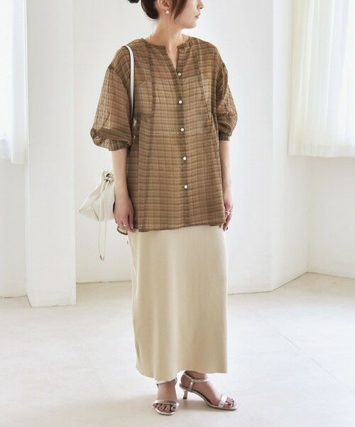 SHIPS / シップス シャツ・ブラウス | quaranciel:〈手洗い可能〉シアー チェック ノーカラー ハーフスリーブ ブラウス | 詳細13