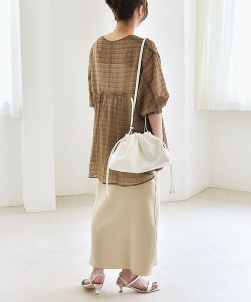 SHIPS / シップス シャツ・ブラウス | quaranciel:〈手洗い可能〉シアー チェック ノーカラー ハーフスリーブ ブラウス | 詳細14