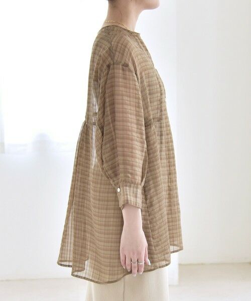 SHIPS / シップス シャツ・ブラウス | quaranciel:〈手洗い可能〉シアー チェック ノーカラー ハーフスリーブ ブラウス | 詳細28