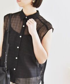 SHIPS / シップス シャツ・ブラウス | quaranciel:〈手洗い可能〉シアー チェック ノースリーブ シャツ