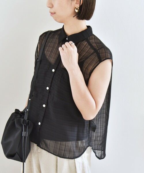 SHIPS / シップス シャツ・ブラウス | quaranciel:〈手洗い可能〉シアー チェック ノースリーブ シャツ | 詳細3