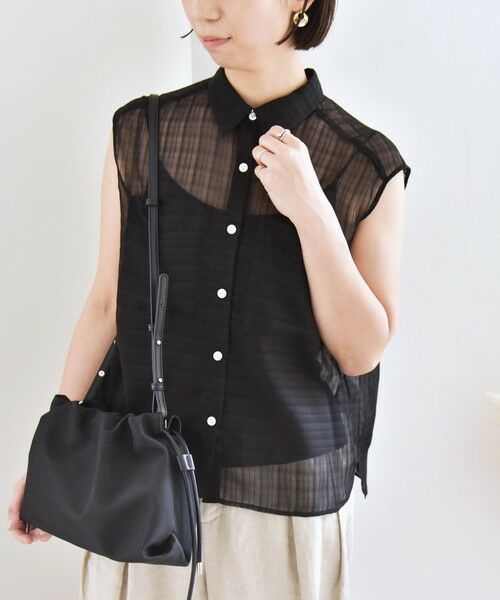 SHIPS / シップス シャツ・ブラウス | quaranciel:〈手洗い可能〉シアー チェック ノースリーブ シャツ | 詳細6