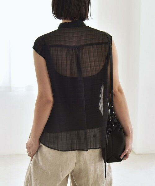 SHIPS / シップス シャツ・ブラウス | quaranciel:〈手洗い可能〉シアー チェック ノースリーブ シャツ | 詳細9