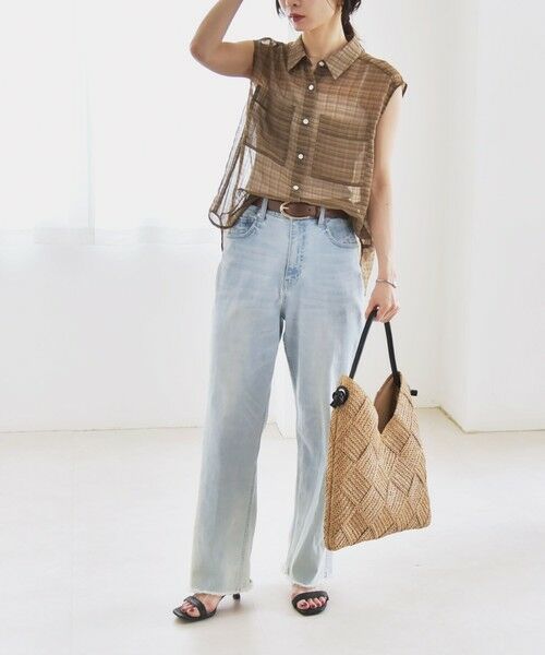 SHIPS / シップス シャツ・ブラウス | quaranciel:〈手洗い可能〉シアー チェック ノースリーブ シャツ | 詳細13