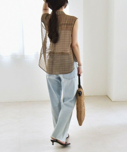 SHIPS / シップス シャツ・ブラウス | quaranciel:〈手洗い可能〉シアー チェック ノースリーブ シャツ | 詳細15