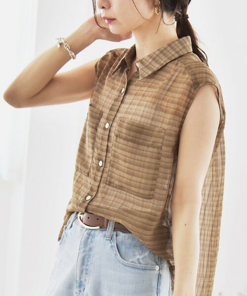 SHIPS / シップス シャツ・ブラウス | quaranciel:〈手洗い可能〉シアー チェック ノースリーブ シャツ | 詳細17