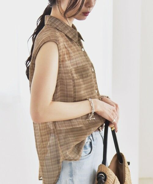 SHIPS / シップス シャツ・ブラウス | quaranciel:〈手洗い可能〉シアー チェック ノースリーブ シャツ | 詳細21