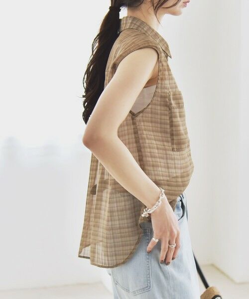 SHIPS / シップス シャツ・ブラウス | quaranciel:〈手洗い可能〉シアー チェック ノースリーブ シャツ | 詳細22