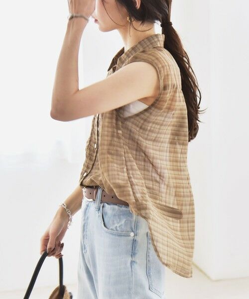 SHIPS / シップス シャツ・ブラウス | quaranciel:〈手洗い可能〉シアー チェック ノースリーブ シャツ | 詳細24