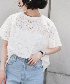 SHIPS / シップス シャツ・ブラウス | quaranciel:〈手洗い可能〉フラワー 刺繍 アイレット ハーフスリーブ プルオーバー