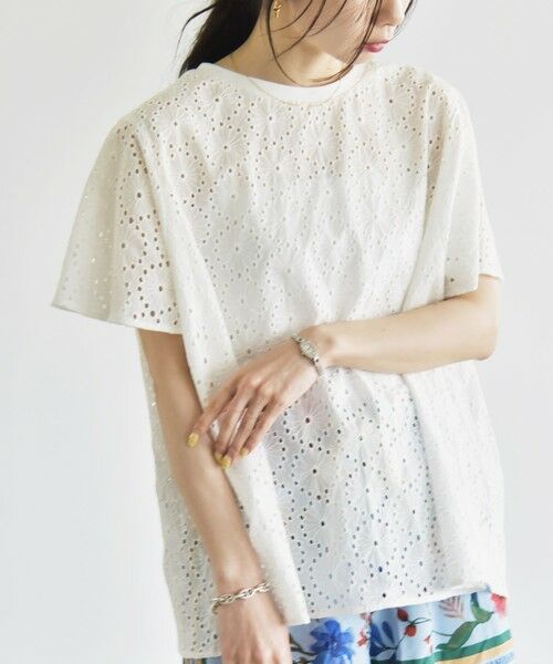 SHIPS / シップス シャツ・ブラウス | quaranciel:〈手洗い可能〉フラワー 刺繍 アイレット ハーフスリーブ プルオーバー | 詳細14