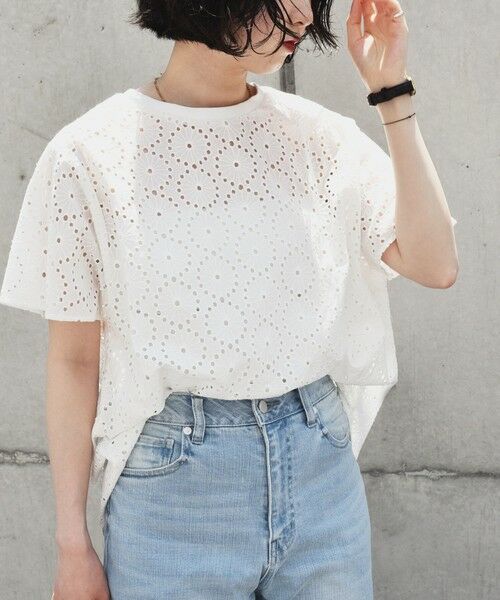 SHIPS / シップス シャツ・ブラウス | quaranciel:〈手洗い可能〉フラワー 刺繍 アイレット ハーフスリーブ プルオーバー | 詳細2