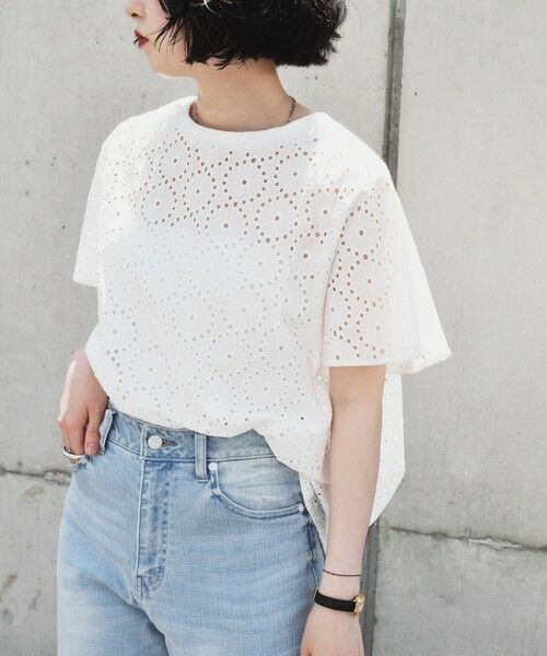 SHIPS / シップス シャツ・ブラウス | quaranciel:〈手洗い可能〉フラワー 刺繍 アイレット ハーフスリーブ プルオーバー | 詳細3