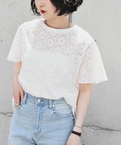 SHIPS / シップス シャツ・ブラウス | quaranciel:〈手洗い可能〉フラワー 刺繍 アイレット ハーフスリーブ プルオーバー | 詳細4