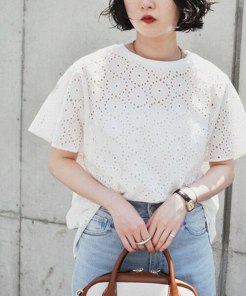 SHIPS / シップス シャツ・ブラウス | quaranciel:〈手洗い可能〉フラワー 刺繍 アイレット ハーフスリーブ プルオーバー | 詳細5