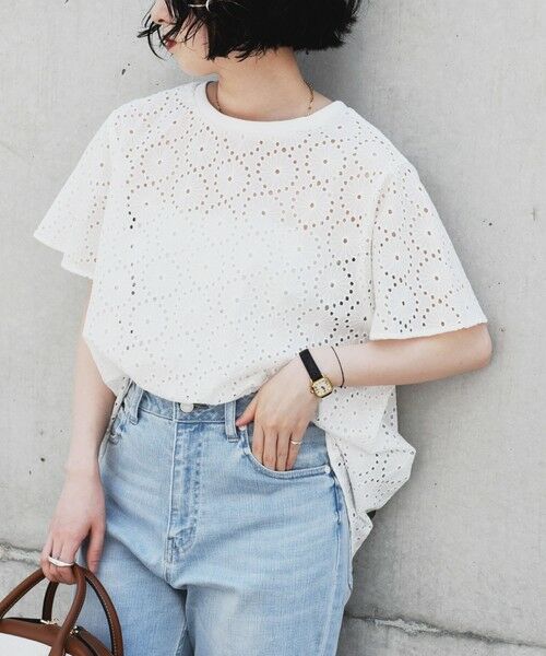 SHIPS / シップス シャツ・ブラウス | quaranciel:〈手洗い可能〉フラワー 刺繍 アイレット ハーフスリーブ プルオーバー | 詳細6