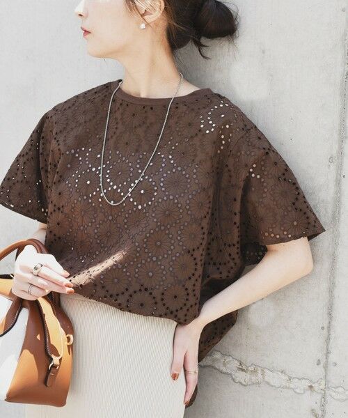 SHIPS / シップス シャツ・ブラウス | quaranciel:〈手洗い可能〉フラワー 刺繍 アイレット ハーフスリーブ プルオーバー | 詳細30