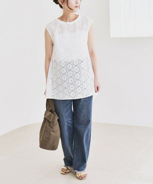 SHIPS / シップス シャツ・ブラウス | quaranciel:〈手洗い可能〉フラワー 刺繍 アイレット ノースリーブ フレア プルオーバー | 詳細5