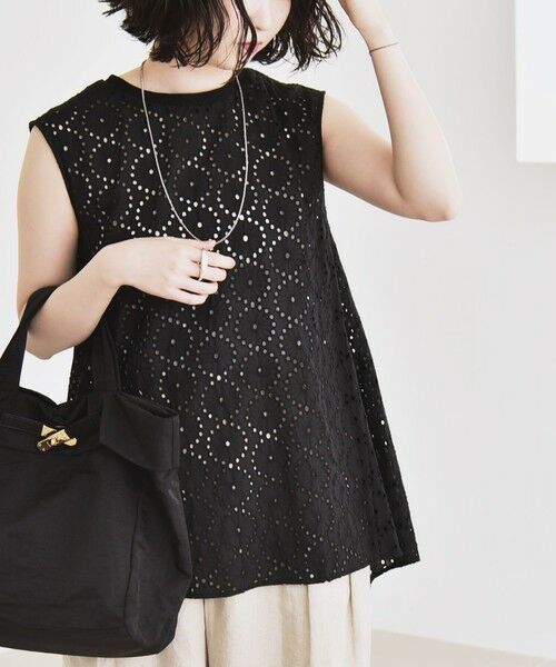 SHIPS / シップス シャツ・ブラウス | quaranciel:〈手洗い可能〉フラワー 刺繍 アイレット ノースリーブ フレア プルオーバー | 詳細27