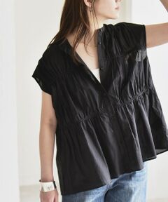 SHIPS / シップス シャツ・ブラウス | quaranciel:〈手洗い可能〉コットンボイル シアー ギャザー バンドカラー シャツ ブラウス