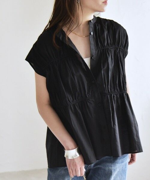 SHIPS / シップス シャツ・ブラウス | quaranciel:〈手洗い可能〉コットンボイル シアー ギャザー バンドカラー シャツ ブラウス | 詳細16