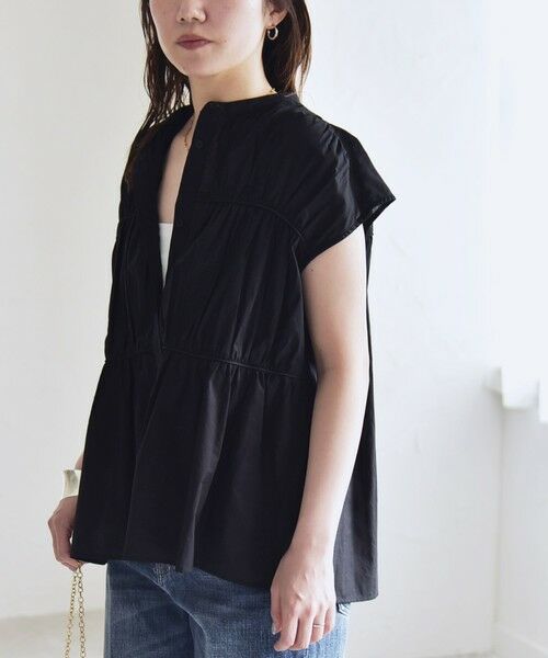 SHIPS / シップス シャツ・ブラウス | quaranciel:〈手洗い可能〉コットンボイル シアー ギャザー バンドカラー シャツ ブラウス | 詳細18